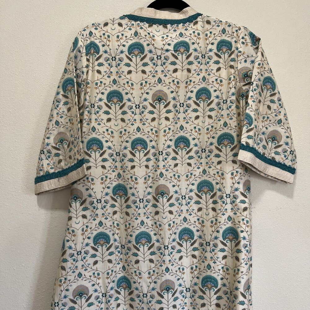 Libas Kurta Size Large Teal Floral Summer Spring - Picture 5 of 5